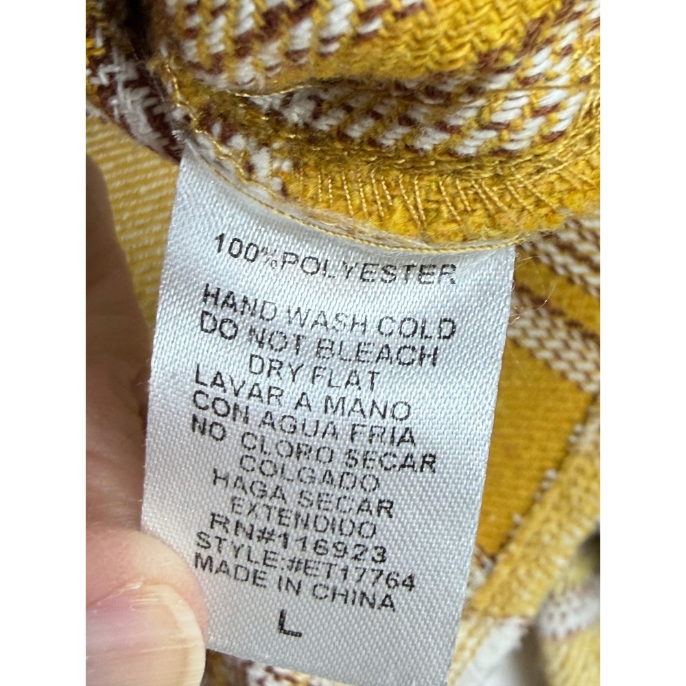 Easel Los Angeles Women Jacket L Yellow Plaid Button Up Cropped Shacket - Picture 5 of 10